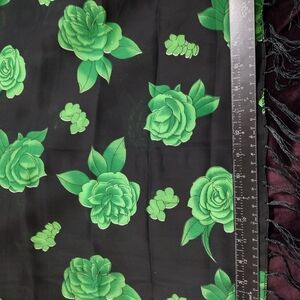 Vintage Floral Black and Green Scarf 52x21"
